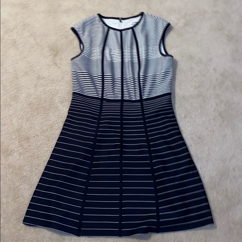 black and white striped dress